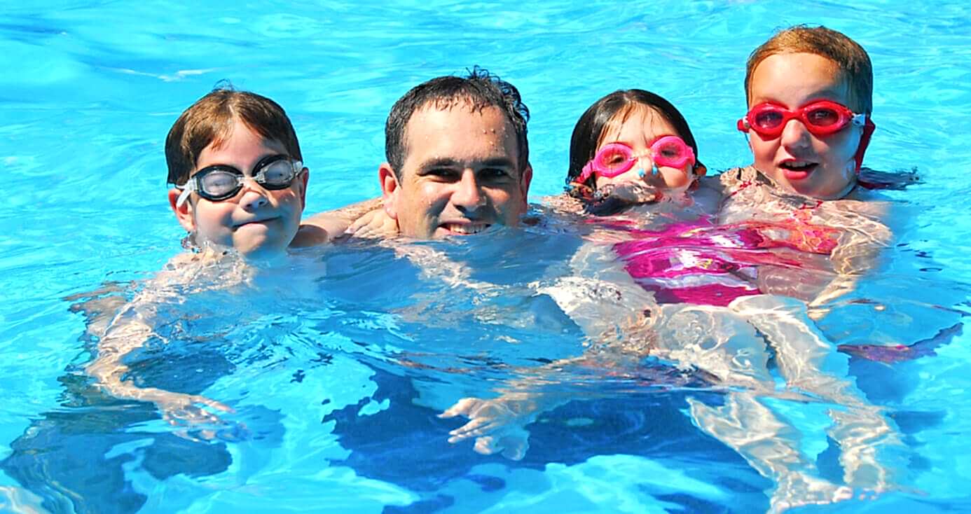 Family in the pool